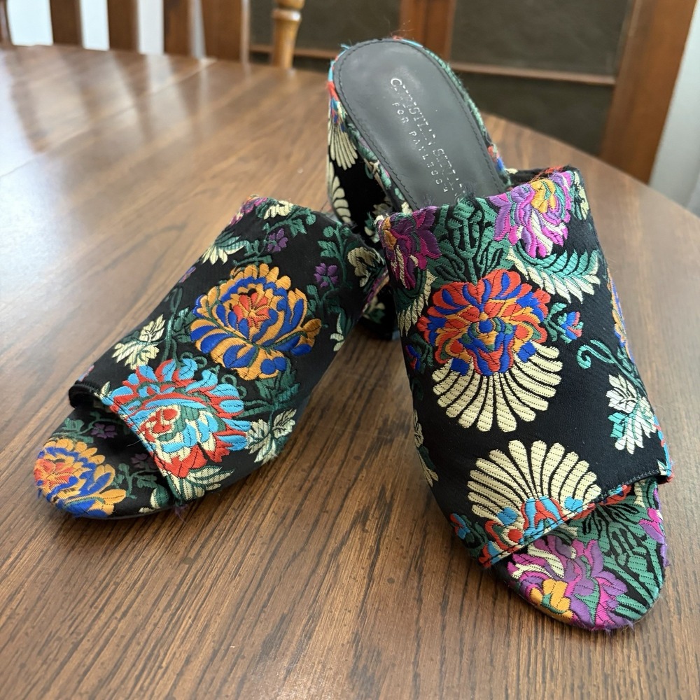 Christian Siriano X Payless Floral Brocade Block Heels Mule Size 9 Dopamine Y2K